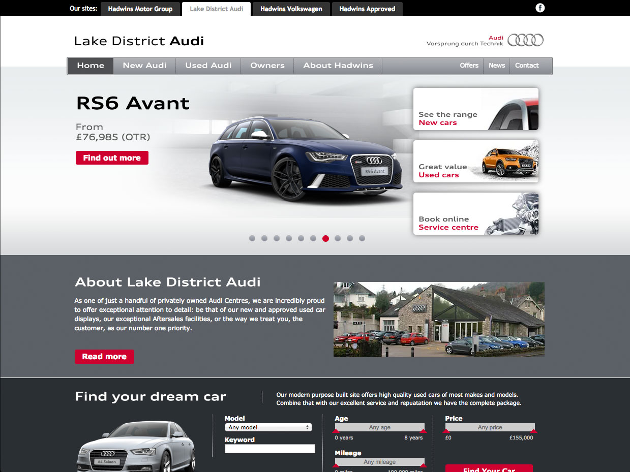 Screenshot of Lake district Audi Site